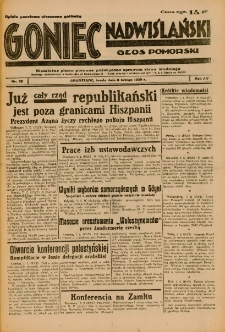 Goniec Nadwiślański: Głos Pomorski: Niezależne pismo poranne, poświęcone sprawom stanu średniego 1939.02.08 R.15 Nr32