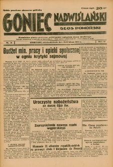 Goniec Nadwiślański: Głos Pomorski: Niezależne pismo poranne, poświęcone sprawom stanu średniego 1939.02.16-19 R.15 Nr41