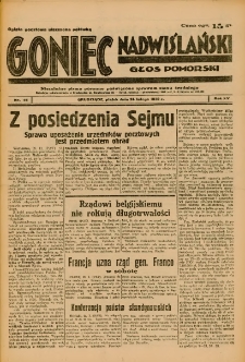 Goniec Nadwiślański: Głos Pomorski: Niezależne pismo poranne, poświęcone sprawom stanu średniego 1939.02.24 R.15 Nr46