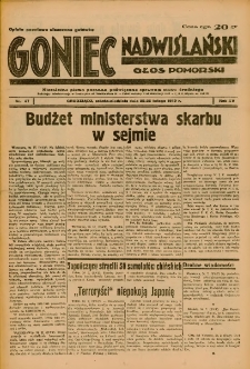 Goniec Nadwiślański: Głos Pomorski: Niezależne pismo poranne, poświęcone sprawom stanu średniego 1939.02.25-26 R.15 Nr47