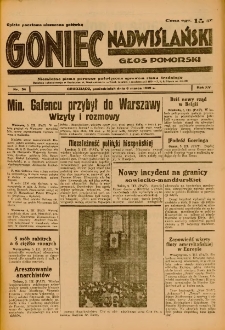 Goniec Nadwiślański: Głos Pomorski: Niezależne pismo poranne, poświęcone sprawom stanu średniego 1939.03.06 R.15 Nr54