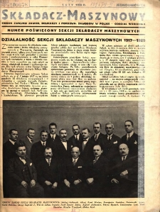 Składacz-Maszynowy: organ Związku Zawod. Drukarzy i Pokrewn. Zawodów w Polsce - Oddział Warszawa : numer poświęcony Sekcji Składaczy Maszynowych: jednodniówka