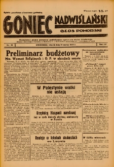 Goniec Nadwiślański: Głos Pomorski: Niezależne pismo poranne, poświęcone sprawom stanu średniego 1939.03.14 R.15 Nr61