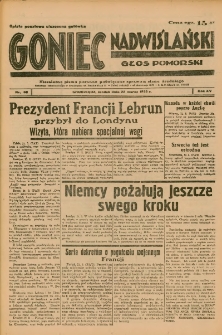 Goniec Nadwiślański: Głos Pomorski: Niezależne pismo poranne, poświęcone sprawom stanu średniego 1939.03.22 R.15 Nr68