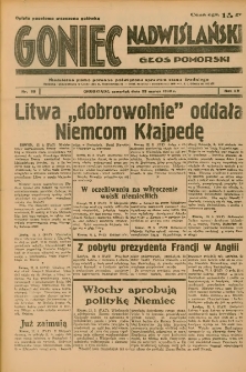 Goniec Nadwiślański: Głos Pomorski: Niezależne pismo poranne, poświęcone sprawom stanu średniego 1939.03.23 R.15 Nr69