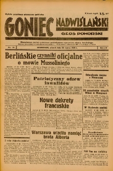 Goniec Nadwiślański: Głos Pomorski: Niezależne pismo poranne, poświęcone sprawom stanu średniego 1939.03.28 R.15 Nr73