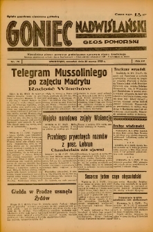 Goniec Nadwiślański: Głos Pomorski: Niezależne pismo poranne, poświęcone sprawom stanu średniego 1939.03.30 R.15 Nr75