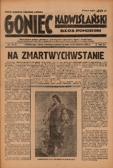 Goniec Nadwiślański: Głos Pomorski: Niezależne pismo poranne, poświęcone sprawom stanu średniego 1939.04.08-10 R.15 Nr83