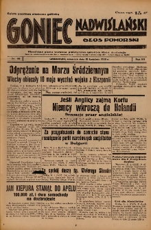 Goniec Nadwiślański: Głos Pomorski: Niezależne pismo poranne, poświęcone sprawom stanu średniego 1939.04.13 R.15 Nr86