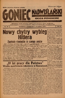 Goniec Nadwiślański: Głos Pomorski: Niezależne pismo poranne, poświęcone sprawom stanu średniego 1939.04.24 R.15 Nr95