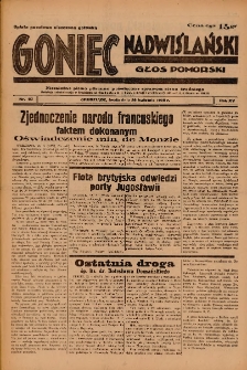 Goniec Nadwiślański: Głos Pomorski: Niezależne pismo poranne, poświęcone sprawom stanu średniego 1939.04.26 R.15 Nr97