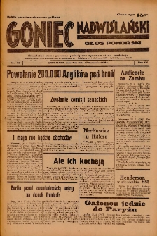 Goniec Nadwiślański: Głos Pomorski: Niezależne pismo poranne, poświęcone sprawom stanu średniego 1939.04.26 R.15 Nr98