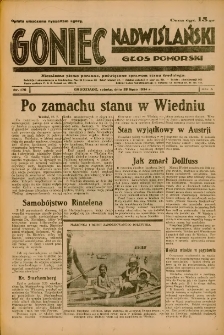 Goniec Nadwiślański: Głos Pomorski: Niezależne pismo poranne, poświęcone sprawom stanu średniego 1934.07.28 R.10 Nr170