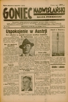 Goniec Nadwiślański: Głos Pomorski: Niezależne pismo poranne, poświęcone sprawom stanu średniego 1934.07.29 R.10 Nr171