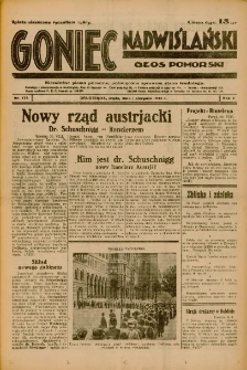 Goniec Nadwiślański: Głos Pomorski: Niezależne pismo poranne, poświęcone sprawom stanu średniego 1934.08.01 R.10 Nr173