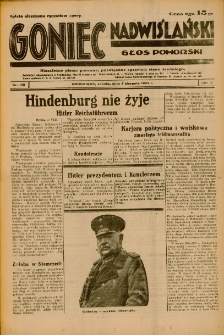 Goniec Nadwiślański: Głos Pomorski: Niezależne pismo poranne, poświęcone sprawom stanu średniego 1934.08.04 R.10 Nr176