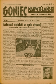Goniec Nadwiślański: Głos Pomorski: Niezależne pismo poranne, poświęcone sprawom stanu średniego 1935.12.22 R.11 Nr296
