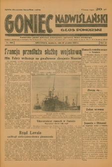 Goniec Nadwiślański: Głos Pomorski: Niezależne pismo poranne, poświęcone sprawom stanu średniego 1935.12.29 R.11 Nr300