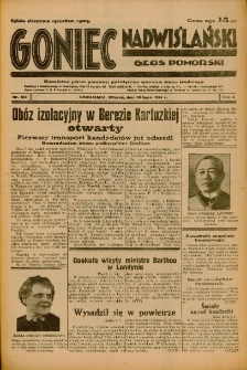 Goniec Nadwiślański: Głos Pomorski: Niezależne pismo poranne, poświęcone sprawom stanu średniego 1934.07.10 R.10 Nr154