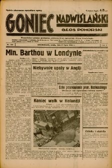 Goniec Nadwiślański: Głos Pomorski: Niezależne pismo poranne, poświęcone sprawom stanu średniego 1934.07.11 R.10 Nr155