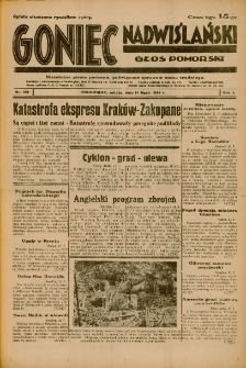 Goniec Nadwiślański: Głos Pomorski: Niezależne pismo poranne, poświęcone sprawom stanu średniego 1934.07.14 R.10 Nr158
