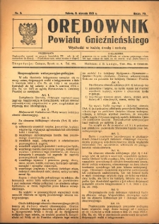 Orędownik Powiatu Gnieźnieńskiego: wychodzi w każdą środę i sobotę 1921.01.08 R.70 Nr3