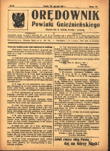 Orędownik Powiatu Gnieźnieńskiego: wychodzi w każdą środę i sobotę 1921.01.29 R.70 Nr9