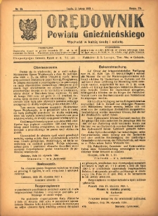 Orędownik Powiatu Gnieźnieńskiego: wychodzi w każdą środę i sobotę 1921.02.02 R.70 Nr10
