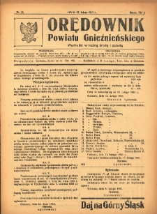 Orędownik Powiatu Gnieźnieńskiego: wychodzi w każdą środę i sobotę 1921.02.12 R.70 Nr13