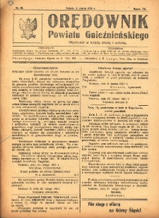 Orędownik Powiatu Gnieźnieńskiego: wychodzi w każdą środę i sobotę 1921.03.05 R.70 Nr19