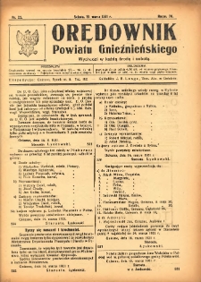 Orędownik Powiatu Gnieźnieńskiego: wychodzi w każdą środę i sobotę 1921.03.19 R.70 Nr23
