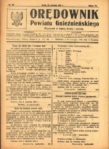 Orędownik Powiatu Gnieźnieńskiego: wychodzi w każdą środę i sobotę 1921.04.13 R.70 Nr30