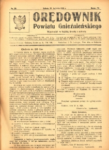 Orędownik Powiatu Gnieźnieńskiego: wychodzi w każdą środę i sobotę 1921.04.30 R.70 Nr35