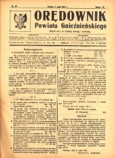Orędownik Powiatu Gnieźnieńskiego: wychodzi w każdą środę i sobotę 1921.05.07 R.70 Nr37