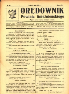 Orędownik Powiatu Gnieźnieńskiego: wychodzi w każdą środę i sobotę 1921.05.11 R.70 Nr38