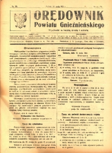 Orędownik Powiatu Gnieźnieńskiego: wychodzi w każdą środę i sobotę 1921.05.14 R.70 Nr39