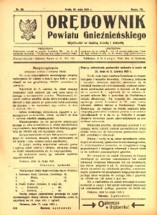 Orędownik Powiatu Gnieźnieńskiego: wychodzi w każdą środę i sobotę 1921.05.18 R.70 Nr40
