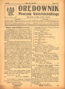 Orędownik Powiatu Gnieźnieńskiego: wychodzi w każdą środę i sobotę 1921.05.28 R.70 Nr43