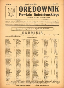 Orędownik Powiatu Gnieźnieńskiego: wychodzi w każdą środę i sobotę 1921.06.08 R.70 Nr45-46