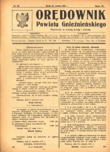 Orędownik Powiatu Gnieźnieńskiego: wychodzi w każdą środę i sobotę 1921.06.15 R.70 Nr48