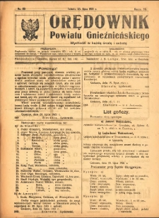 Orędownik Powiatu Gnieźnieńskiego: wychodzi w każdą środę i sobotę 1921.07.23 R.70 Nr59