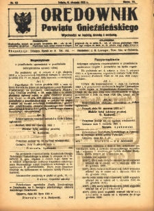 Orędownik Powiatu Gnieźnieńskiego: wychodzi w każdą środę i sobotę 1921.08.06 R.70 Nr63