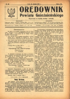 Orędownik Powiatu Gnieźnieńskiego: wychodzi w każdą środę i sobotę 1921.08.10 R.70 Nr64
