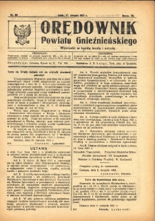 Orędownik Powiatu Gnieźnieńskiego: wychodzi w każdą środę i sobotę 1921.08.17 R.70 Nr66