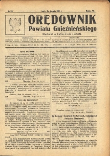 Orędownik Powiatu Gnieźnieńskiego: wychodzi w każdą środę i sobotę 1921.08.31 R.70 Nr70