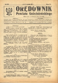 Orędownik Powiatu Gnieźnieńskiego: wychodzi w każdą środę i sobotę 1921.09.07 R.70 Nr71-72