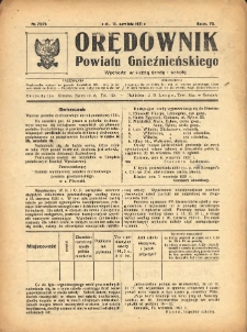 Orędownik Powiatu Gnieźnieńskiego: wychodzi w każdą środę i sobotę 1921.09.13 R.70 Nr73-74