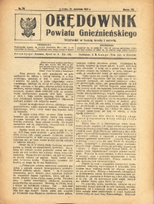 Orędownik Powiatu Gnieźnieńskiego: wychodzi w każdą środę i sobotę 1921.09.21 R.70 Nr76