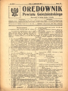 Orędownik Powiatu Gnieźnieńskiego: wychodzi w każdą środę i sobotę 1921.10.01 R.70 Nr78-79