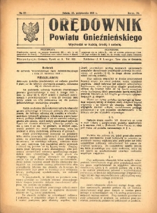 Orędownik Powiatu Gnieźnieńskiego: wychodzi w każdą środę i sobotę 1921.10.22 R.70 Nr85